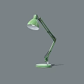 Green Desk Lamp With Adjustable Arm Round Base And Curved Shade Modern Design