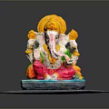 Colorful Ganesha Statue On Round Gray Decorative Display Stand For Home