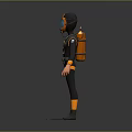 Weapon Equipped Scuba Diver 3D Models In Black Orange Suits With Masks And Fins 3d model