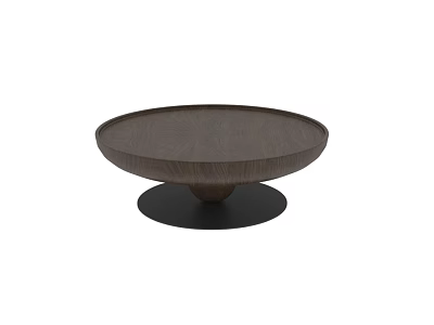 Round Wooden Side Table With Smooth Surface And Black Base Modern Design Style 3d model