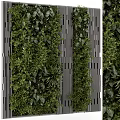 Green Living Wall With Vertical Slats And Various Plants