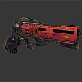 Futuristic Red Pistol Weapon With Black Grip And Modern Tech Design Features