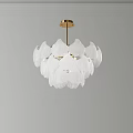 Elegant Modern White Petal Shaped Glass Chandelier With Gold Metal Frame For Interior Design