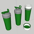 Green Stainless Steel Cups With Silver Lids Green Handles And White Caps Design