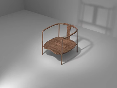 Modern Wooden Leisure Chair With Curved Frame And Plank Seat Design 3d model