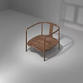 Modern Wooden Leisure Chair With Curved Frame And Plank Seat Design