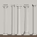 European Column Roman Column Gypsum Column Gypsum Line Cylindrical Square Column 3d model