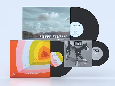 Vintage Decorative Ornament Combination with Vinyl Records and Album Covers for Home Decor 3d model