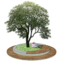 Arbor Centered Community Landscape With Circular Green Space And People Resting Leisurely