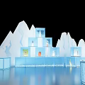 Ice Themed Photo Check-in Spot with Sculptures Icebergs and Transparent Cubes Showing Small Animals
