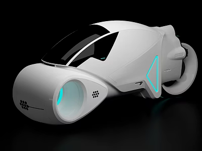 Futuristic White Motorcycle with Sleek Aerodynamic Body and Blue Accent Lighting in Modern Design 3d model