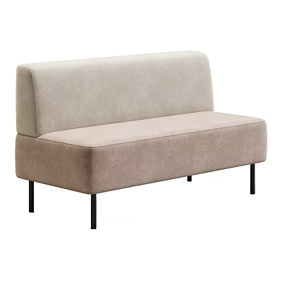 Light Beige Fabric Upholstered Two Seater Sofa With Modern Minimalist Design And Black Slim Legs 3d model