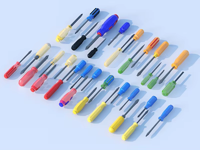 Assorted Color Screwdrivers As Essential Hardware Tools For Daily Use 3d model