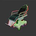 Medical Examination Bed With Black Seat White Frame Red Accents And Wheeled Base