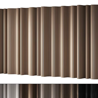 Modern wave channel wood reed board wall combination 3d model