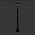 Outdoor Street Light With Curved Double Headed Design And Yellow Lamps On Black Pole