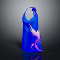 Stylish Blue Halter Dress with Pink Scorpion Print and Modern Design
