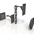Black Metal Mechanical Parts With Square Plate Chain Link And Round Component Design