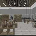 Modern Chinese Style Specialty Store Interior With Display Cabinets Exhibition Counters And Chandeliers