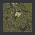 3D Terrain Model Featuring Mountainous Landforms Green Vegetation And Central Lake 3d model