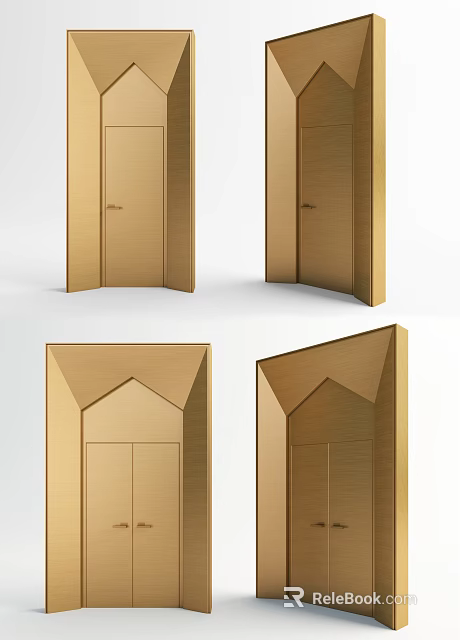 Modern Golden Swing Door Designs With Different Panel And Frame Styles 3d model 