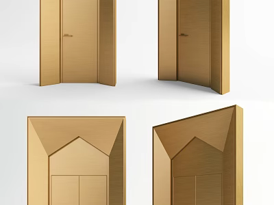 Modern Golden Swing Door Designs With Different Panel And Frame Styles 3d model