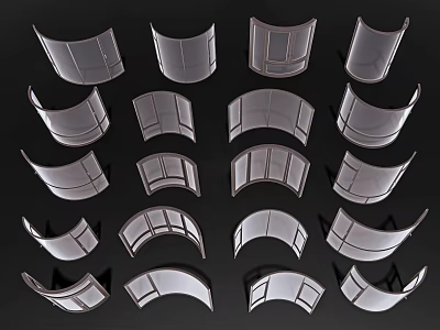 Assorted Casement Window Styles With Different Glass Panels And Frame Designs 3d model