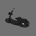 Dark Colored Vintage Style Scooter With Comfortable Seat And Rearview Mirrors