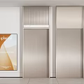 Modern Elevator Design With Metallic Doors And Decorative Wall Artwork 3d model