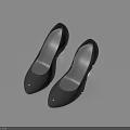 Black High Heel Shoes With Transparent Shiny Design On Light Blue Background