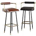 Modern Bar Stools With Leather And Velvet Seats Black Metal Legs Gold Accents