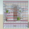 Modern Glass Facade Office Building With Multi Storey Interior Layout And Green Plants