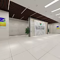 Modern Service Hall Interior With White Floor Green Stools And Service Counters 3d model