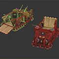 Two Red Vehicle Models With Open Design And Mechanical Details