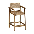 Natural Style Wooden Frame Bar Stool With Woven Seat And Backrest Design