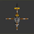 Yellow And White Helicopter With Orange And White Rotor Blades On Grey Background