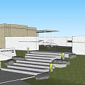 Garden Landscape Design With Stone Steps Lavender Plants Trees And Pathway Lights