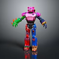 Colorful Robot Toy Featuring Pink Upper Body Green Biological Arm And Mixed Character Creature Elements
