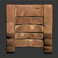 Brown Brick Staircase Featuring Layered Steps And 3D Architectural Structure Design 3d model