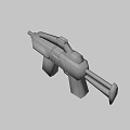 Futuristic Orange Machine Gun with Multiple Barrels Mechanical Parts and Modern Design