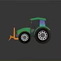 Green Toy Tractor With Orange Front Loader And Large Wheels Design 3d model