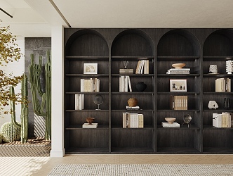 Middle Ancient Bookcase Study Bookcase Living Room Bookcase Combination Finished Bookcase Open Bookcase 3d model