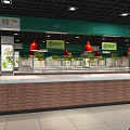 Supermarket Fresh Produce Area With Green Ceiling Signs Brick Counters And White Countertops