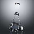 Hand Truck With Black Handle Silver Frame Platform And Wheels 3d model