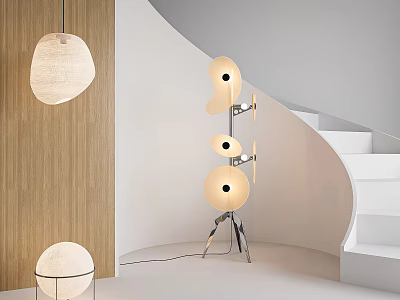 Floor Lamp Art Floor Lamp Fabric Table Lamp Fabric Chandelier Wind Chandelier 3d model