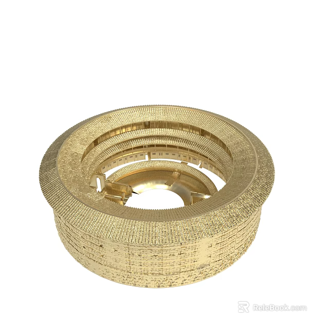 Detailed Golden Circular Multi Layered Architectural Ring Structure Design Model 3d model 