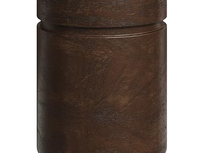 Brown Cylindrical Wooden Stool With Textured Surface And Natural Wood Grain 3d model