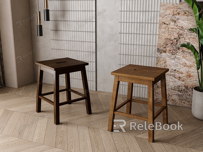 Nordic Solid Wood Stool model