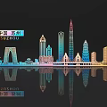 Suzhou China City Skyline with Modern Traditional Landmarks and Water Reflections