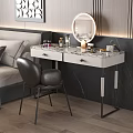 Modern Bedroom Dressing Table With Round Mirror Drawers Cosmetics And Chair Design